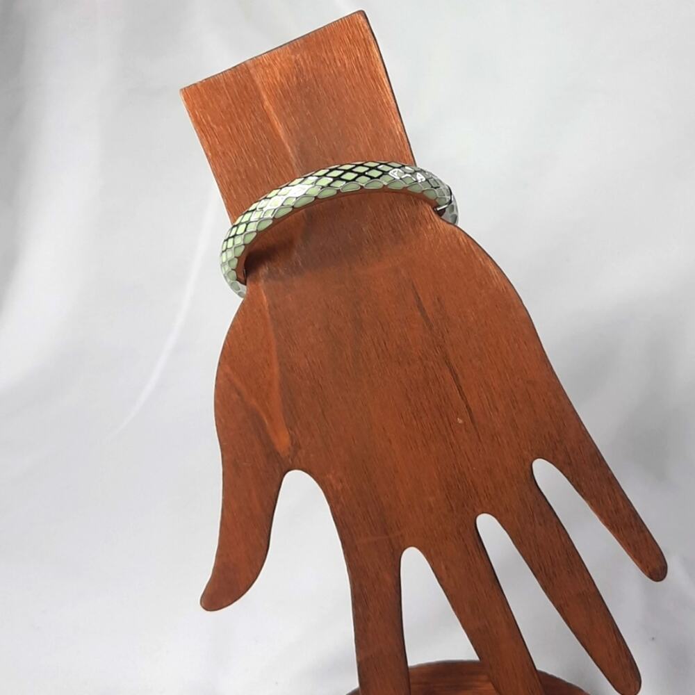 Lia Sophia 'Honey Lust' Mint Green and Silver Stretch Bangle Bracelet